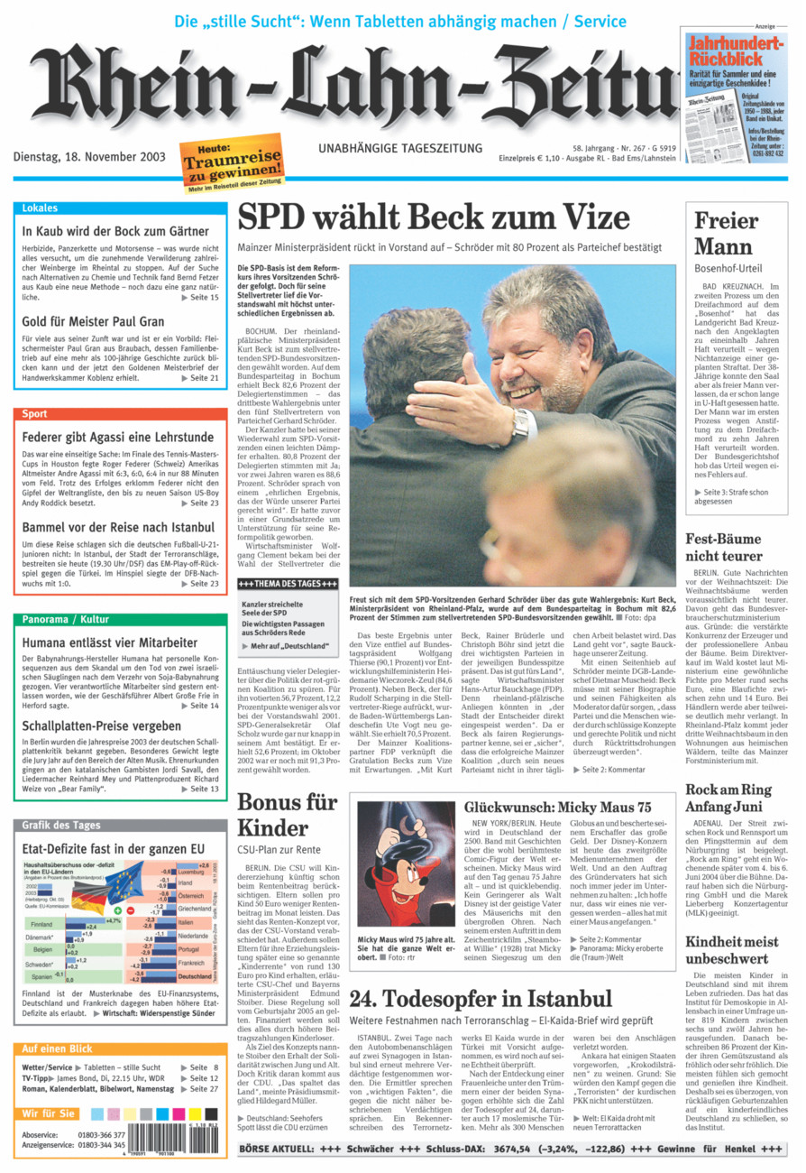 Rhein-Lahn-Zeitung vom Dienstag, 18.11.2003