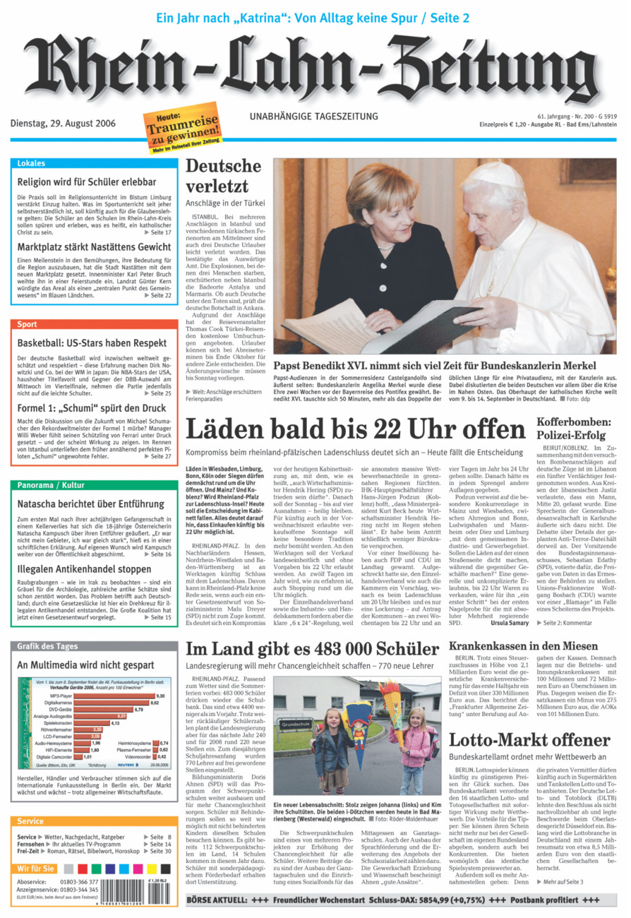 Rhein-Lahn-Zeitung vom Dienstag, 29.08.2006