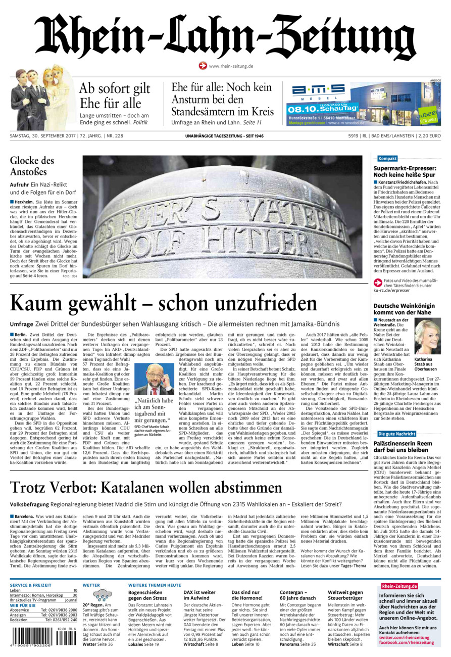 Rhein-Lahn-Zeitung vom Samstag, 30.09.2017