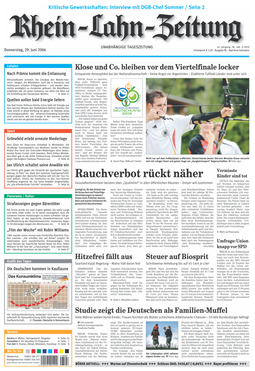 Rhein-Lahn-Zeitung vom Donnerstag, 29.06.2006