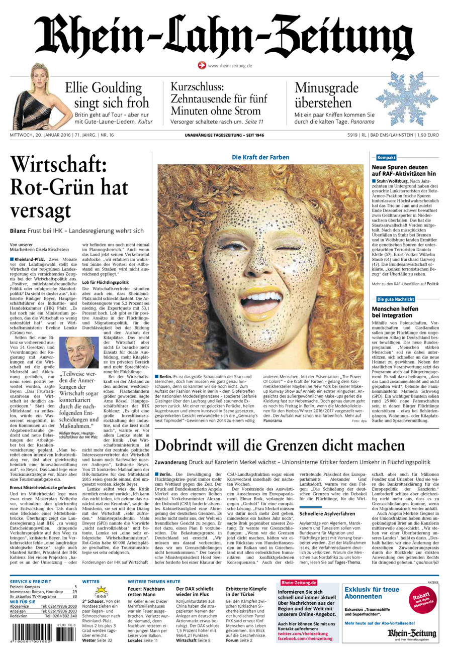 Rhein-Lahn-Zeitung vom Mittwoch, 20.01.2016