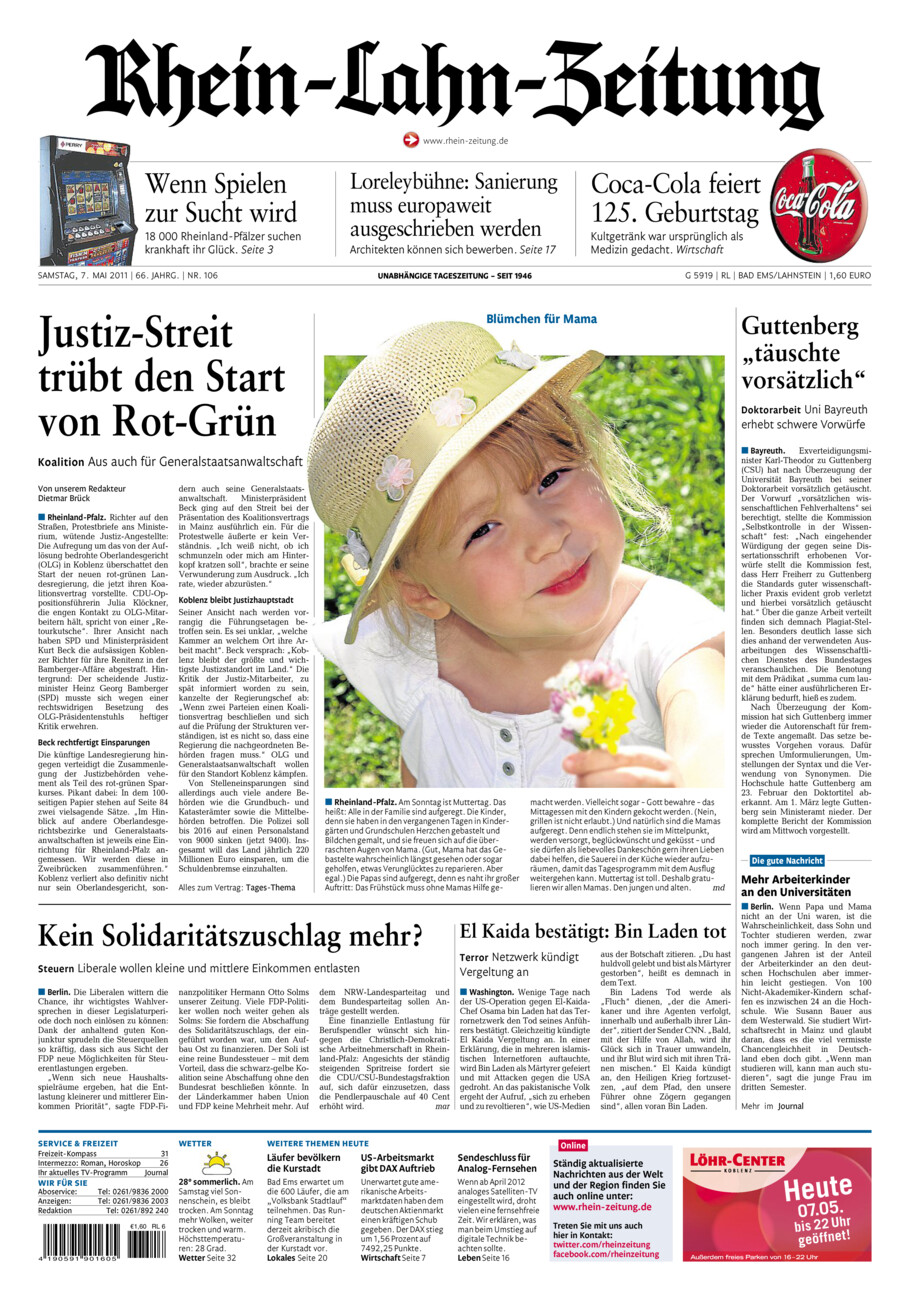 Rhein-Lahn-Zeitung vom Samstag, 07.05.2011