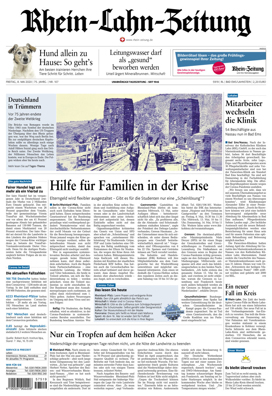 Rhein-Lahn-Zeitung vom Freitag, 08.05.2020