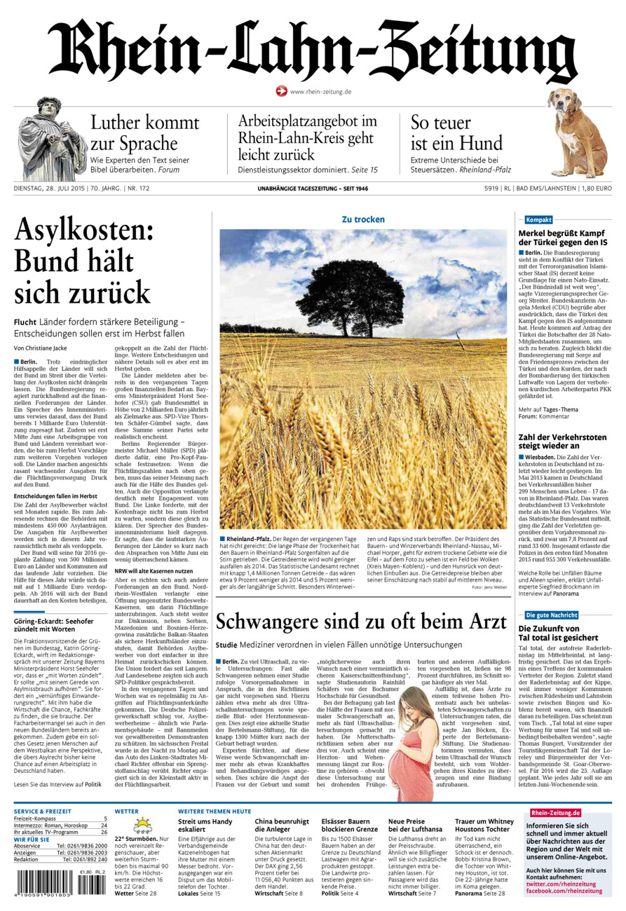 Rhein-Lahn-Zeitung vom Dienstag, 28.07.2015