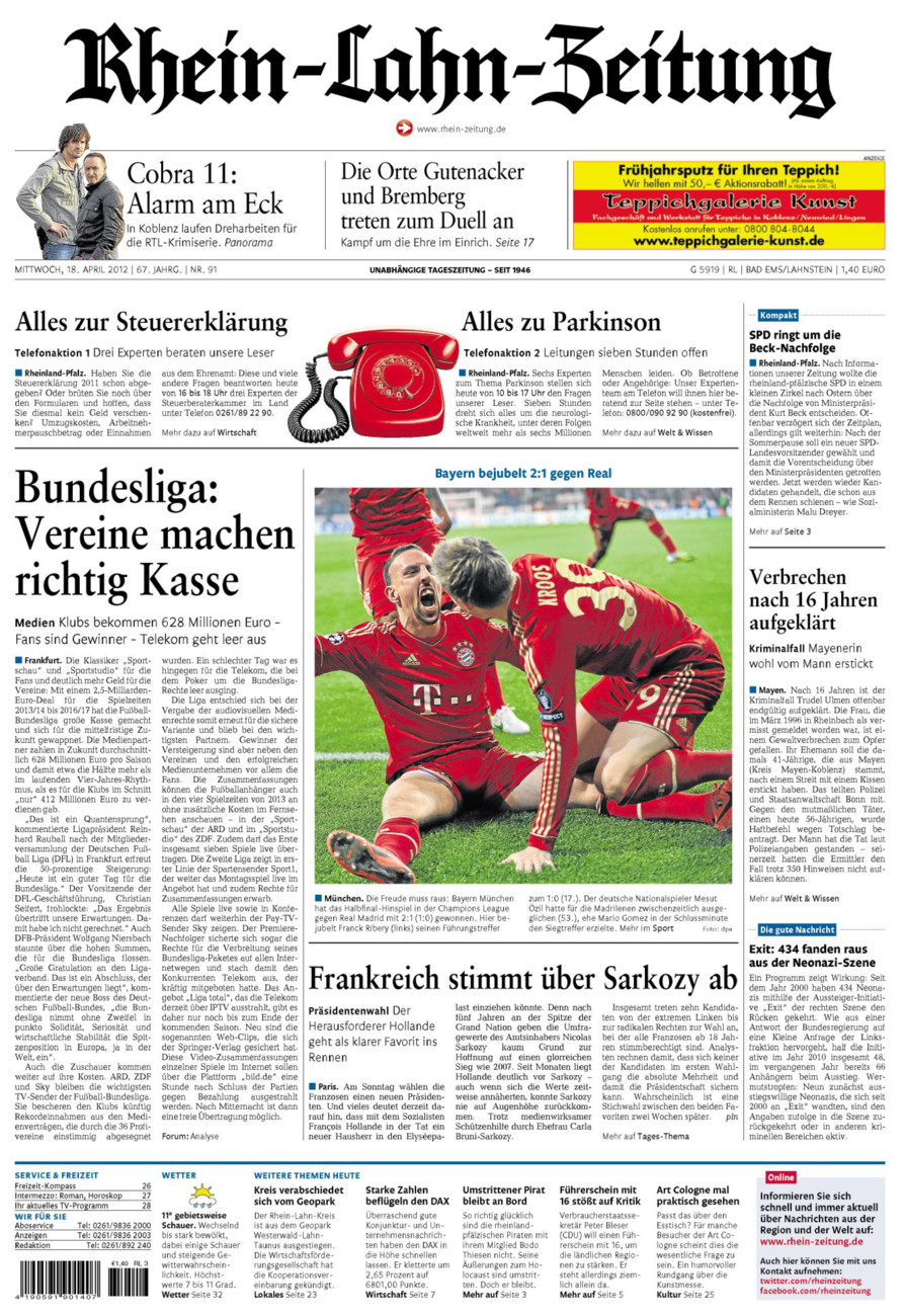 Rhein-Lahn-Zeitung vom Mittwoch, 18.04.2012