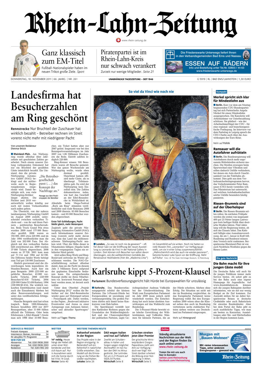 Rhein-Lahn-Zeitung vom Donnerstag, 10.11.2011