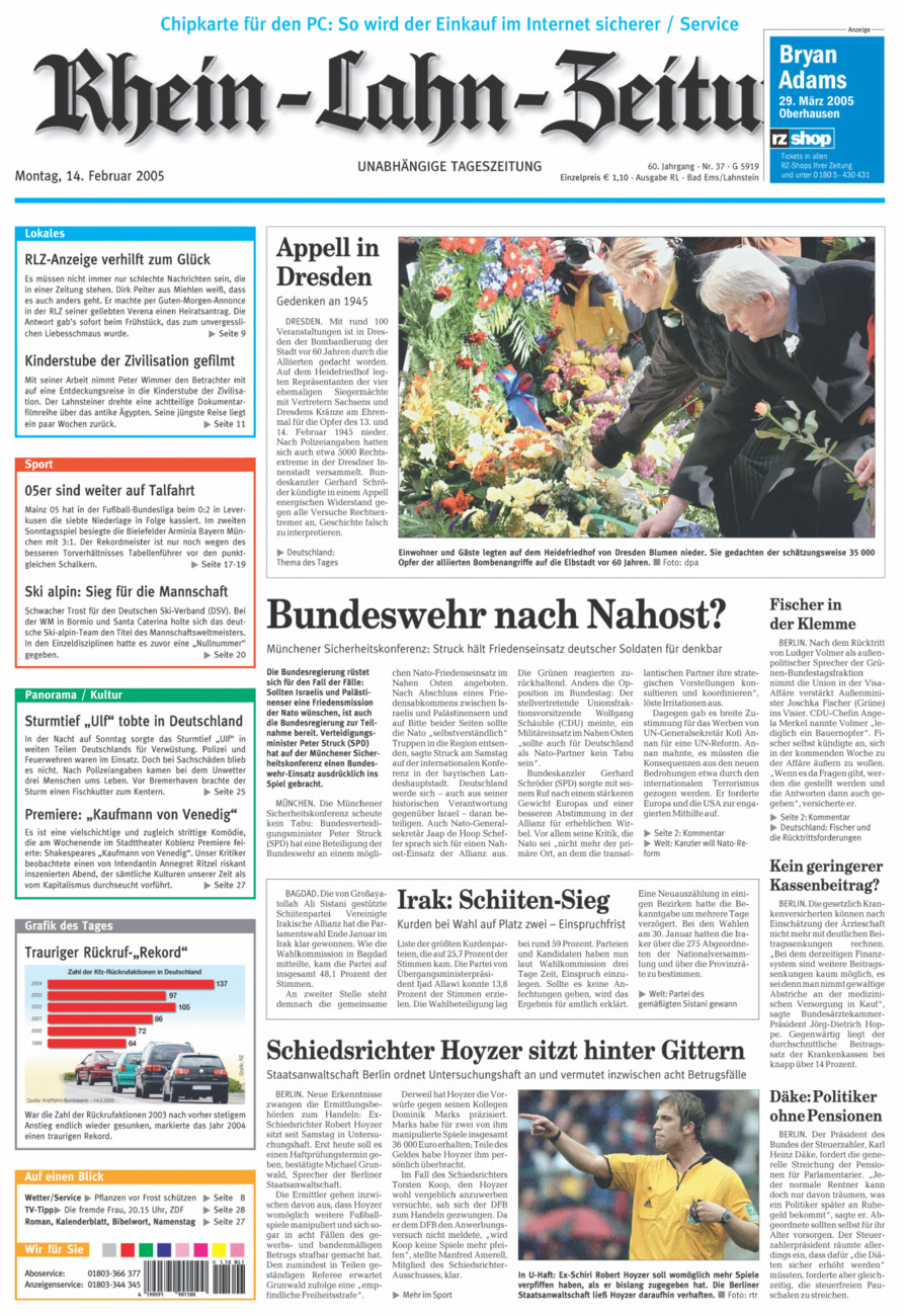 Rhein-Lahn-Zeitung vom Montag, 14.02.2005