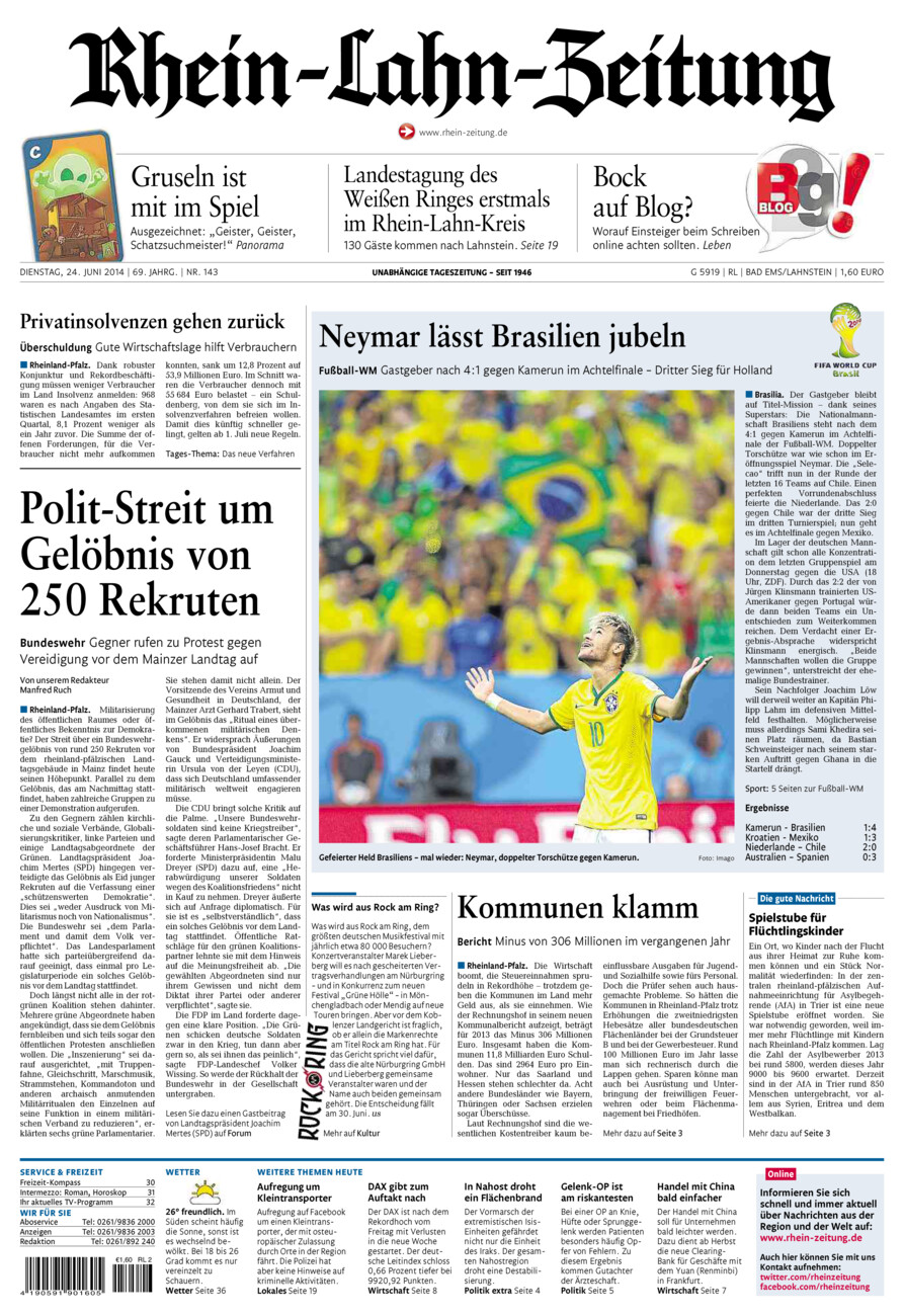Rhein-Lahn-Zeitung vom Dienstag, 24.06.2014