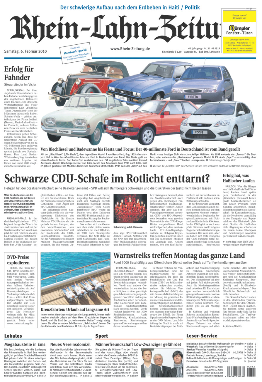 Rhein-Lahn-Zeitung vom Samstag, 06.02.2010