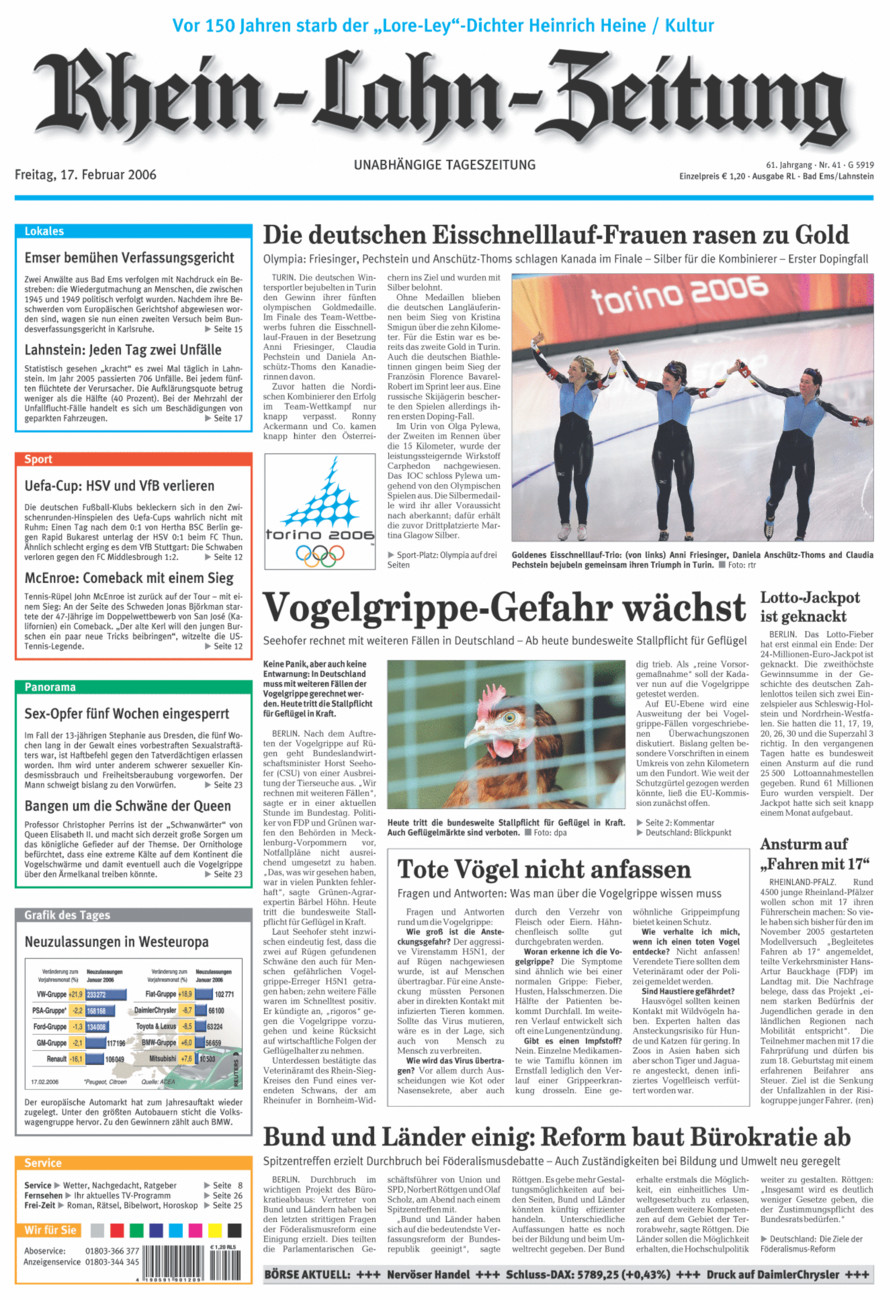 Rhein-Lahn-Zeitung vom Freitag, 17.02.2006