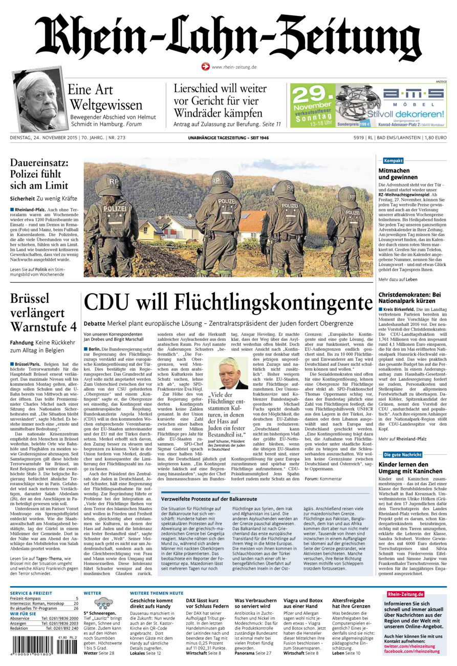 Rhein-Lahn-Zeitung vom Dienstag, 24.11.2015