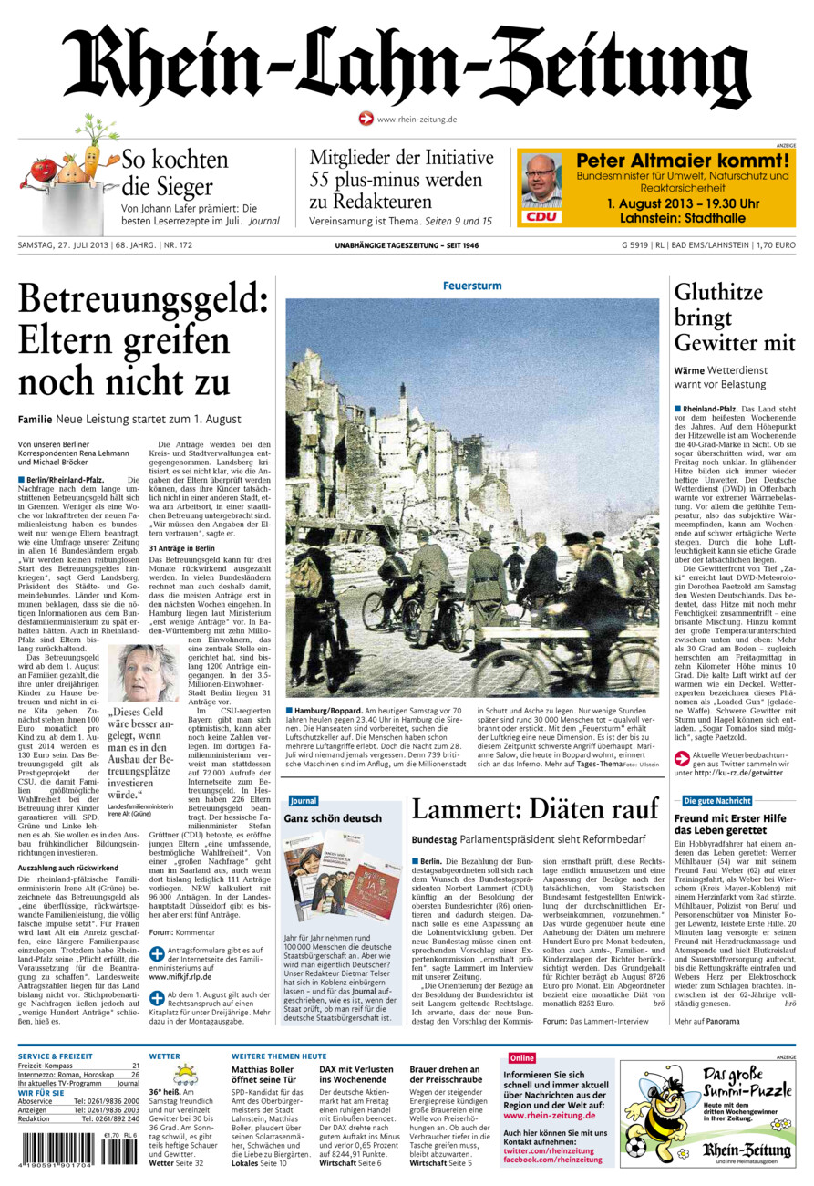 Rhein-Lahn-Zeitung vom Samstag, 27.07.2013