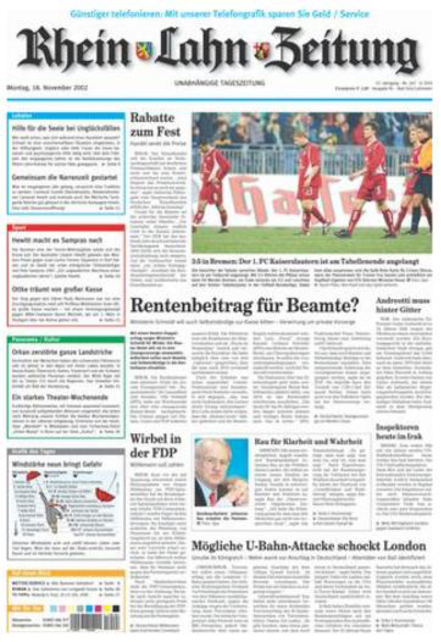 Rhein-Lahn-Zeitung vom Montag, 18.11.2002