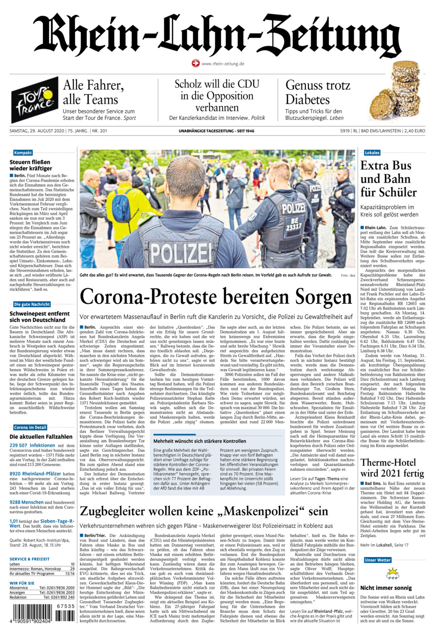 Rhein-Lahn-Zeitung vom Samstag, 29.08.2020