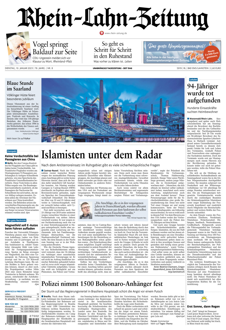 Rhein-Lahn-Zeitung vom Dienstag, 10.01.2023