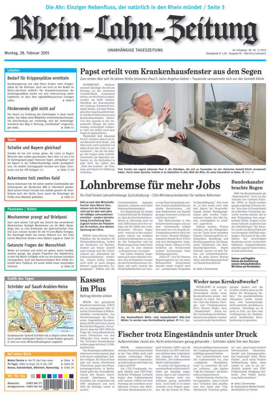 Rhein-Lahn-Zeitung vom Montag, 28.02.2005