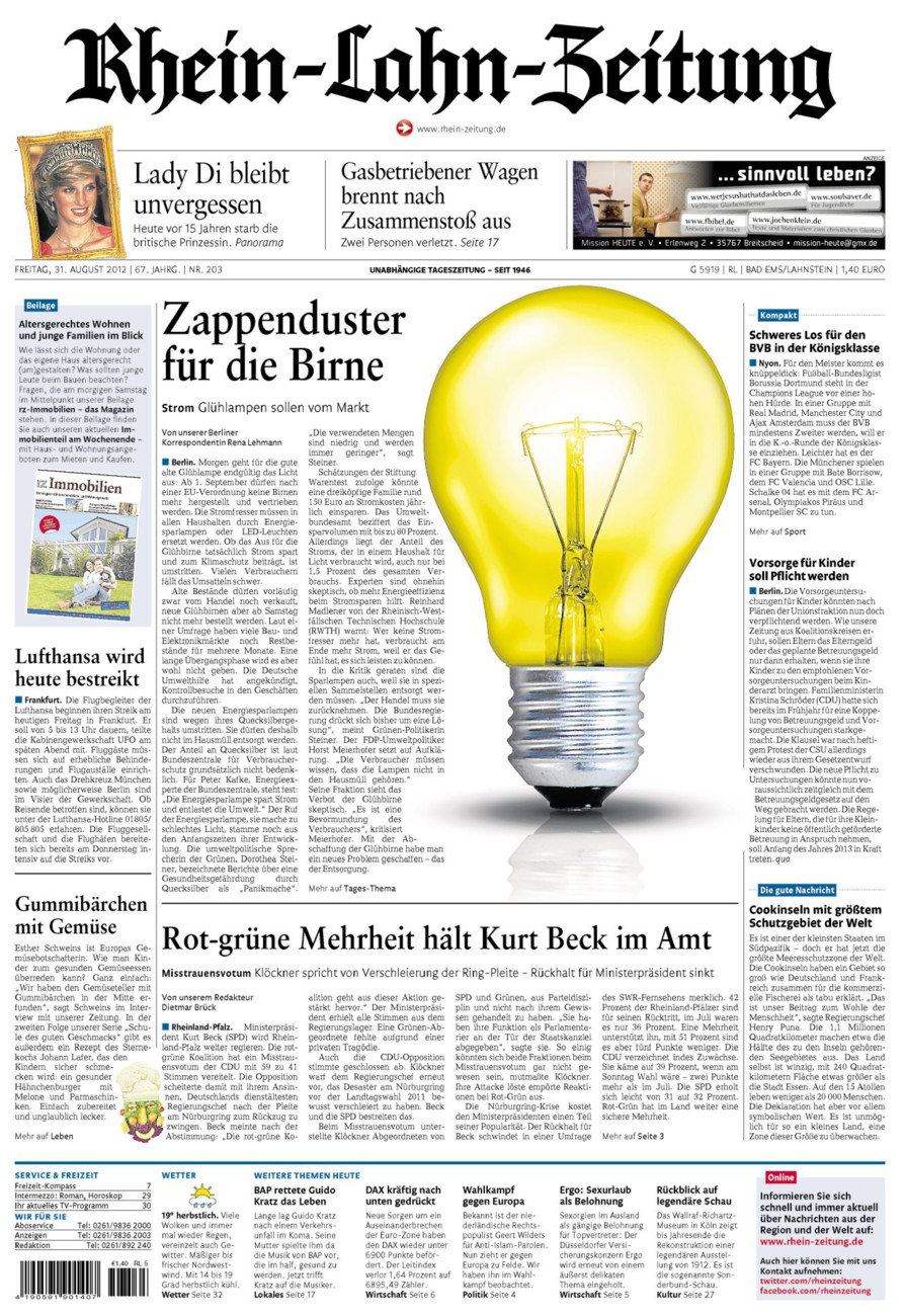 Rhein-Lahn-Zeitung vom Freitag, 31.08.2012