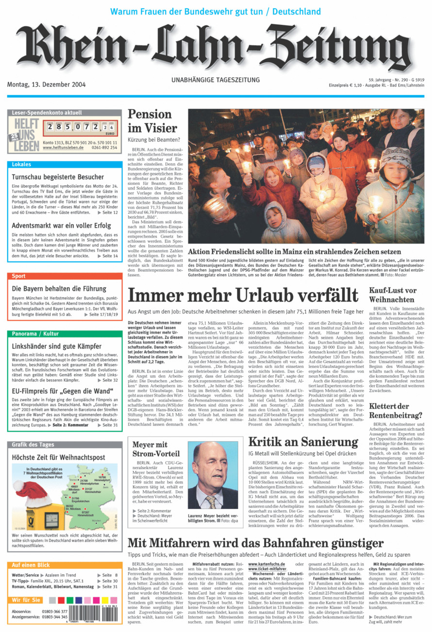 Rhein-Lahn-Zeitung vom Montag, 13.12.2004