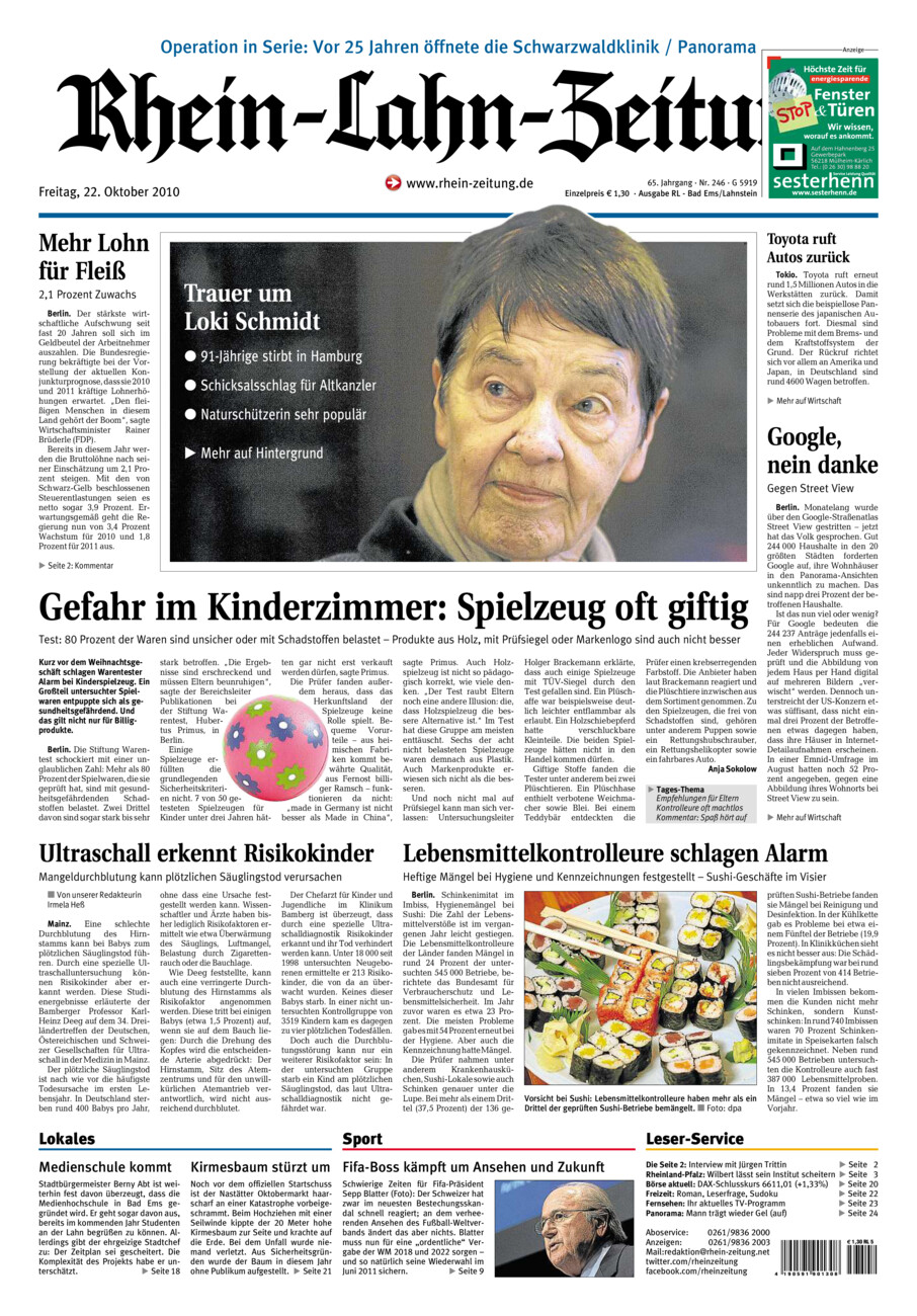 Rhein-Lahn-Zeitung vom Freitag, 22.10.2010