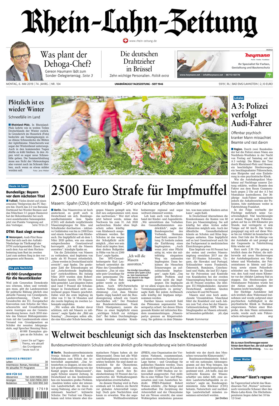 Rhein-Lahn-Zeitung vom Montag, 06.05.2019
