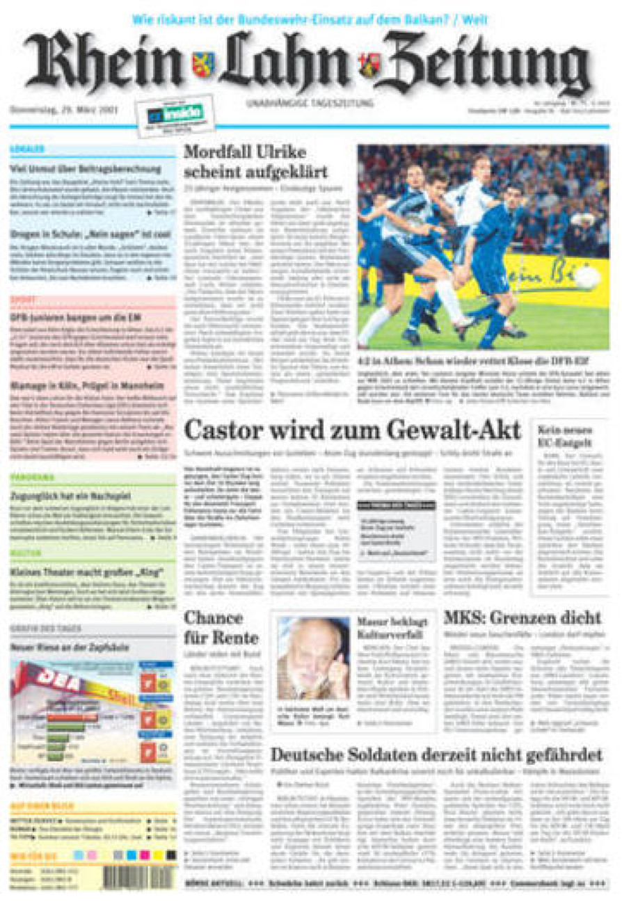 Rhein-Lahn-Zeitung vom Donnerstag, 29.03.2001