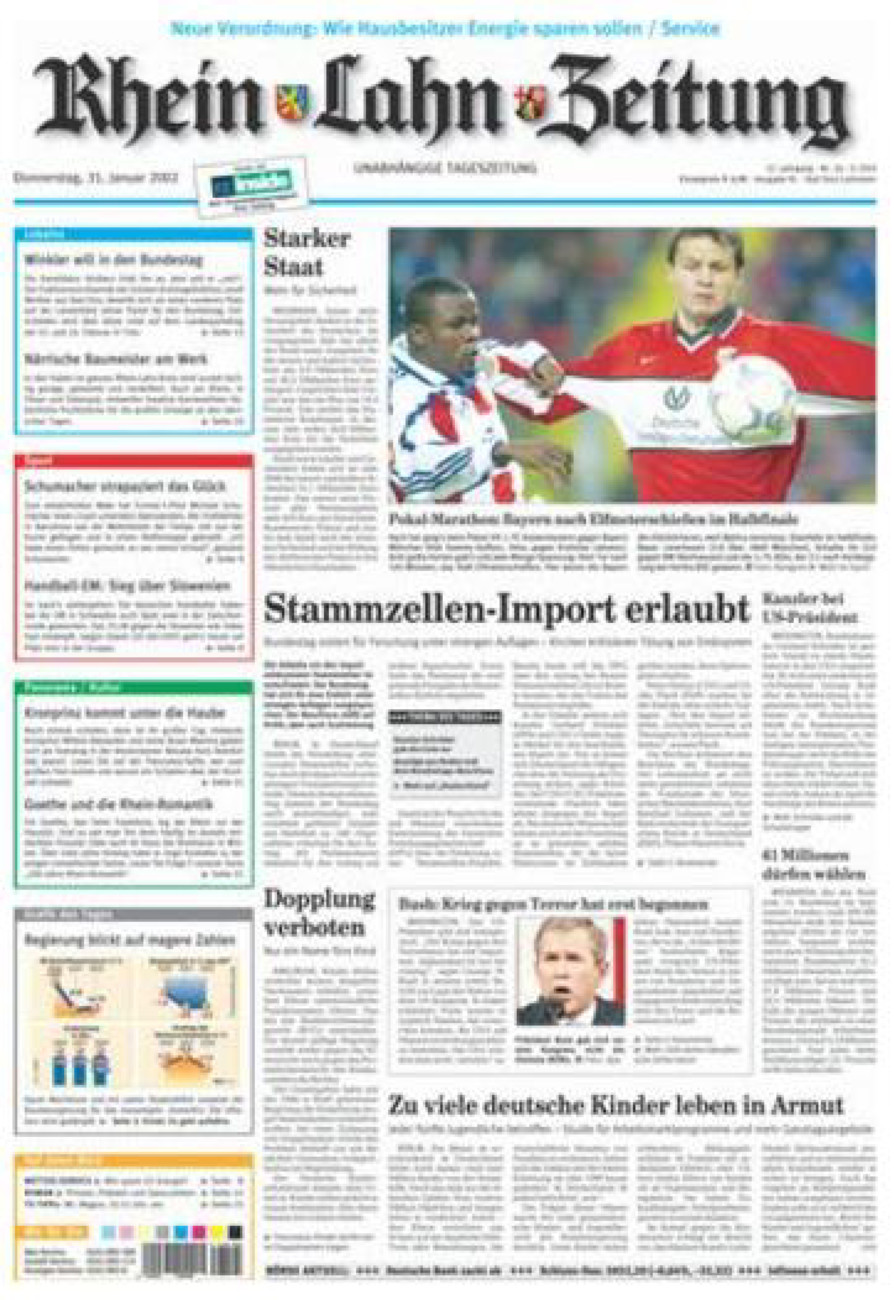 Rhein-Lahn-Zeitung vom Donnerstag, 31.01.2002