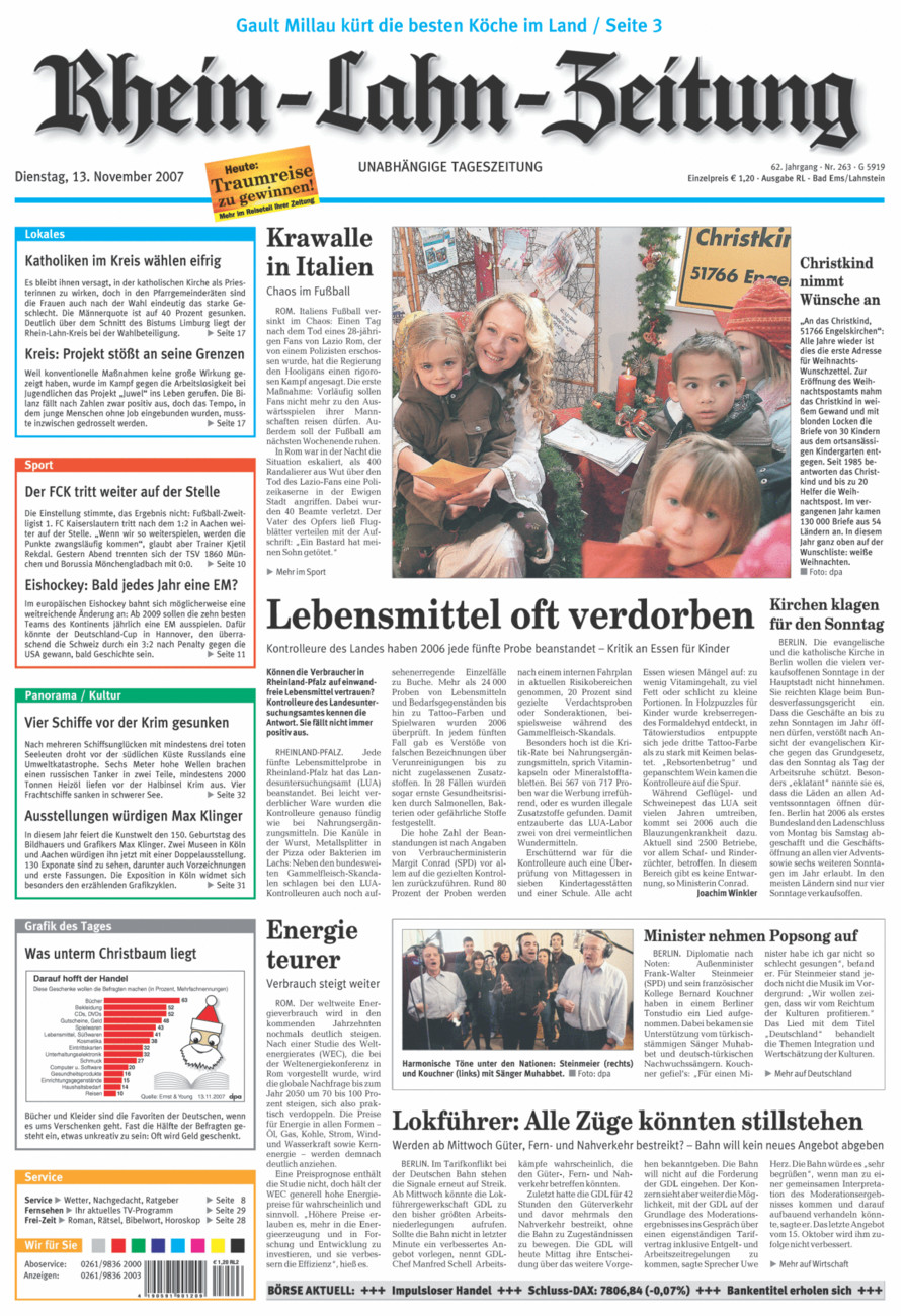 Rhein-Lahn-Zeitung vom Dienstag, 13.11.2007