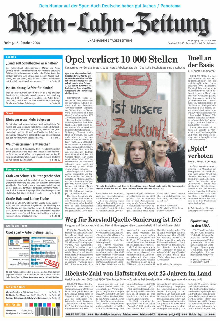 Rhein-Lahn-Zeitung vom Freitag, 15.10.2004
