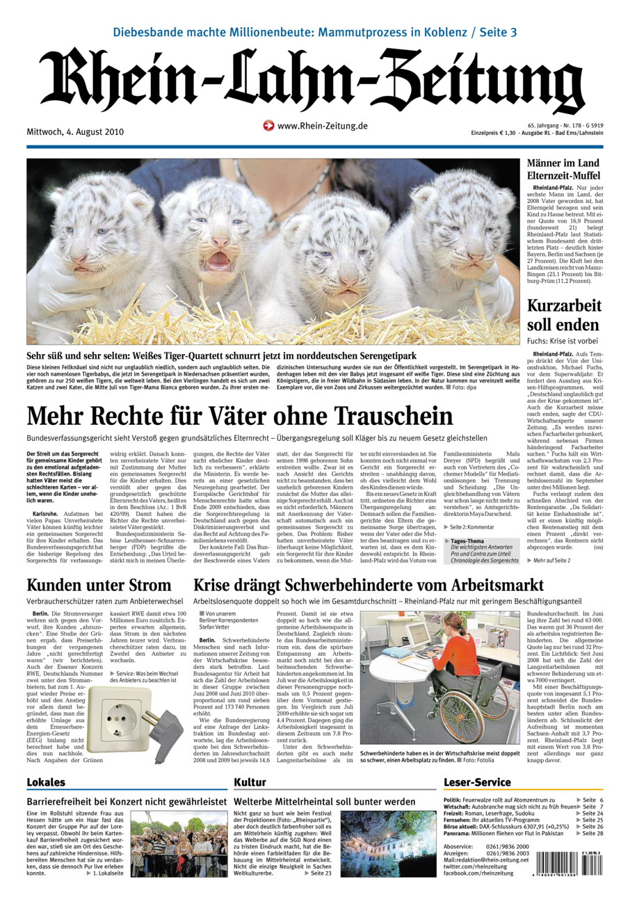 Rhein-Lahn-Zeitung vom Mittwoch, 04.08.2010