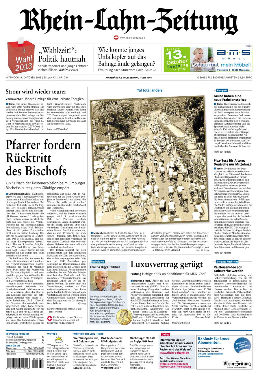 Rhein-Lahn-Zeitung vom Mittwoch, 09.10.2013