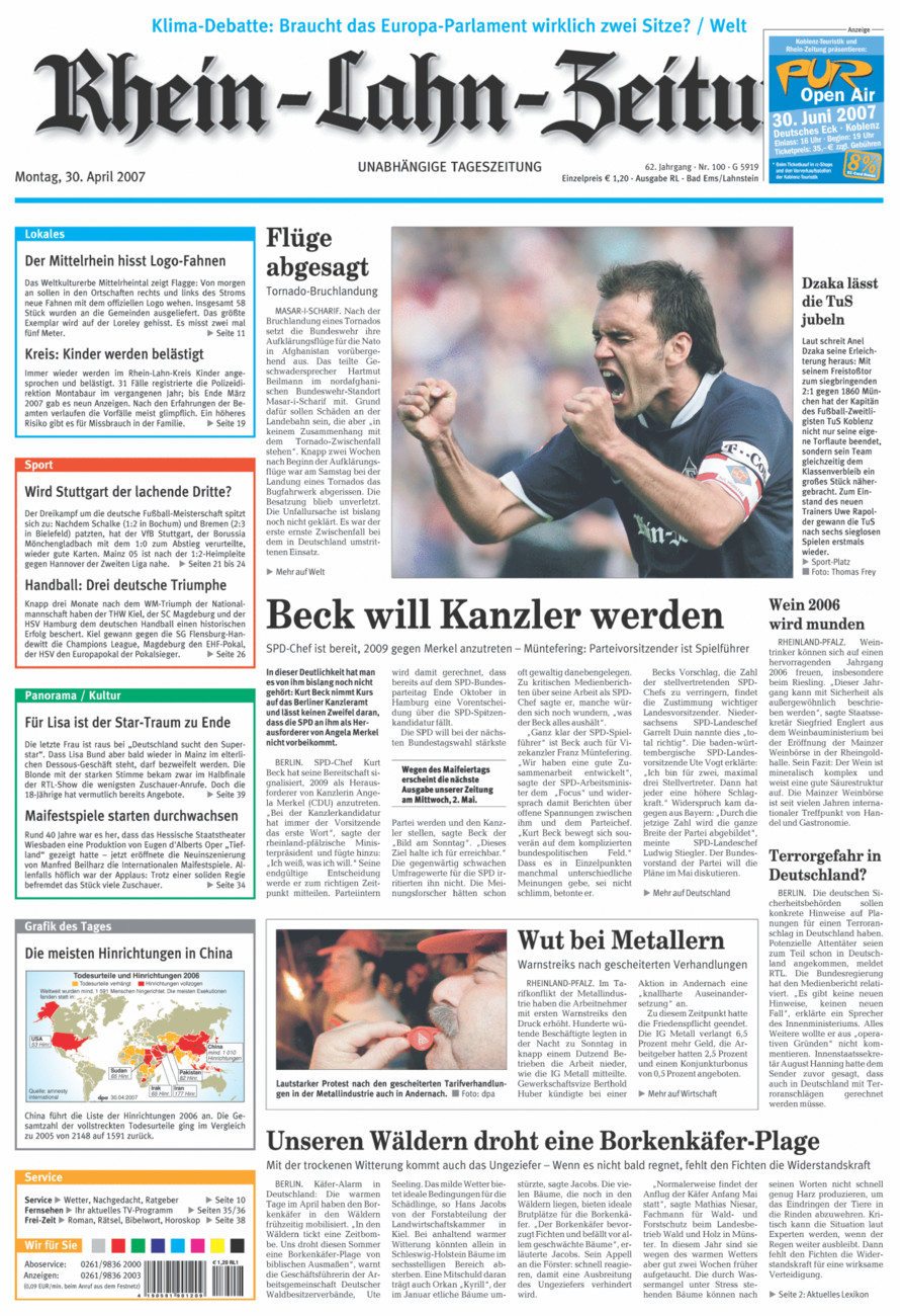 Rhein-Lahn-Zeitung vom Montag, 30.04.2007