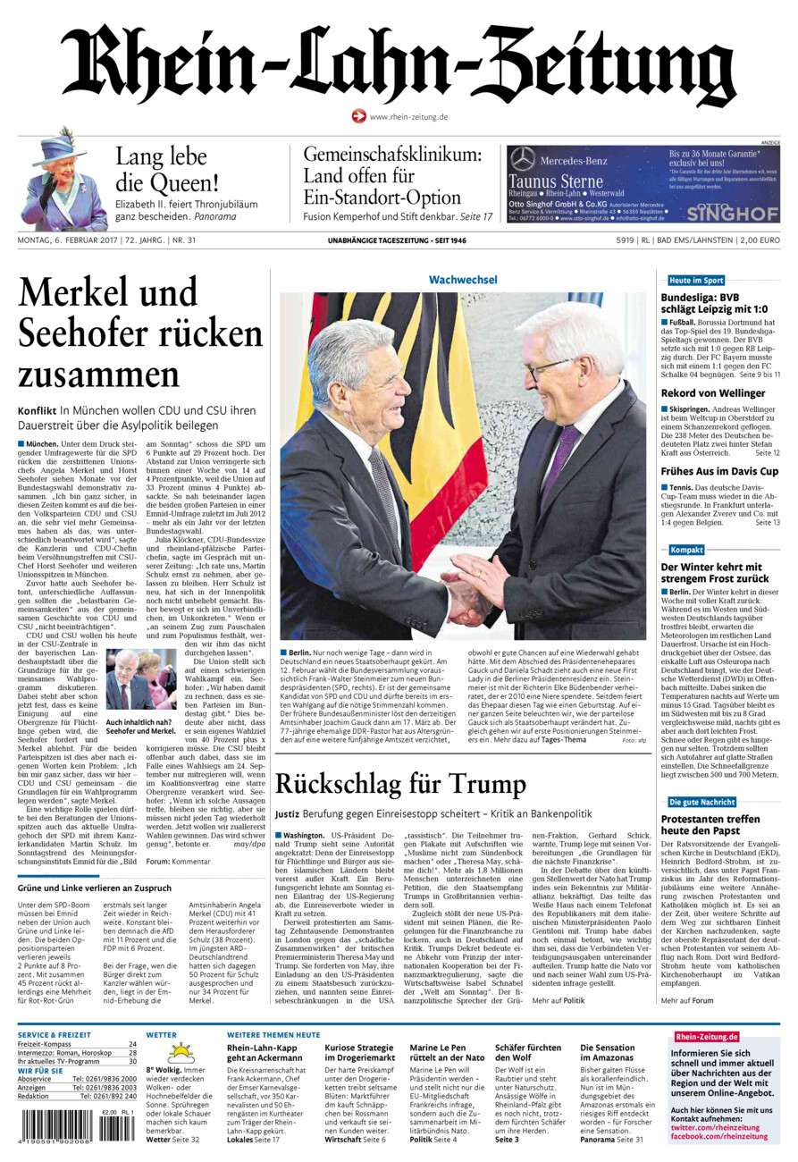 Rhein-Lahn-Zeitung vom Montag, 06.02.2017