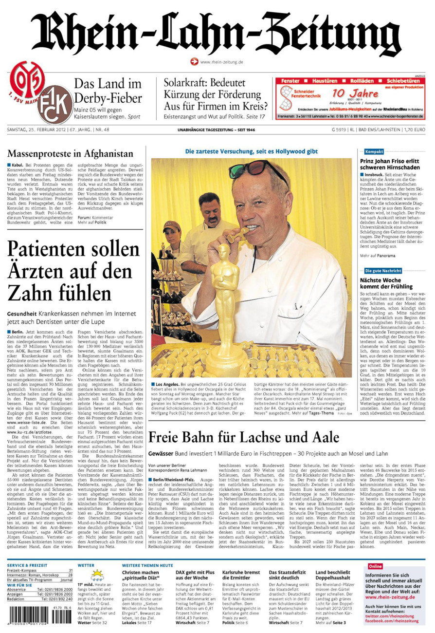 Rhein-Lahn-Zeitung vom Samstag, 25.02.2012