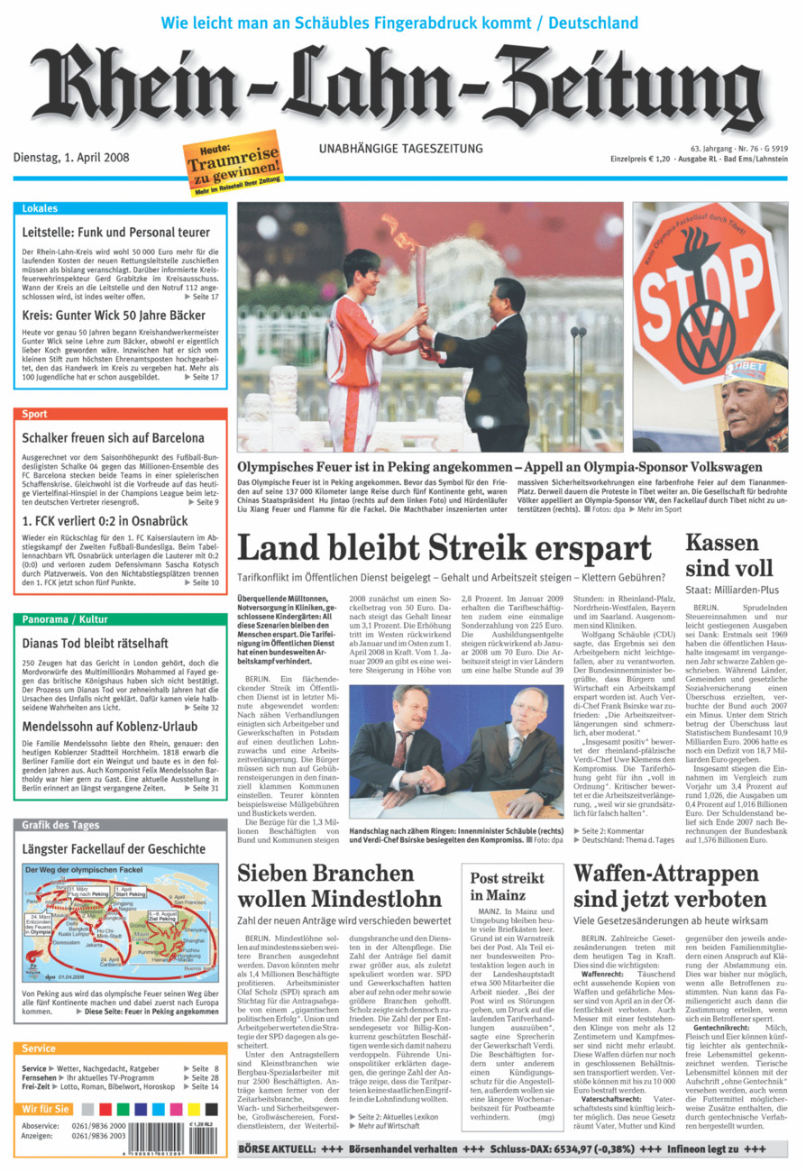 Rhein-Lahn-Zeitung vom Dienstag, 01.04.2008