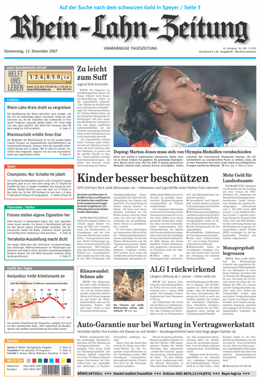 Rhein-Lahn-Zeitung vom Donnerstag, 13.12.2007