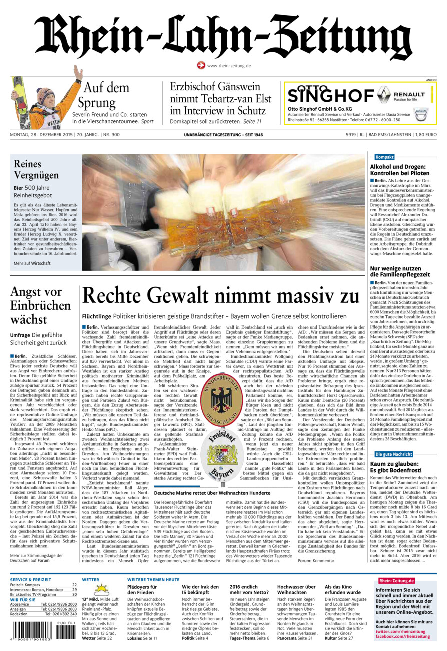 Rhein-Lahn-Zeitung vom Montag, 28.12.2015