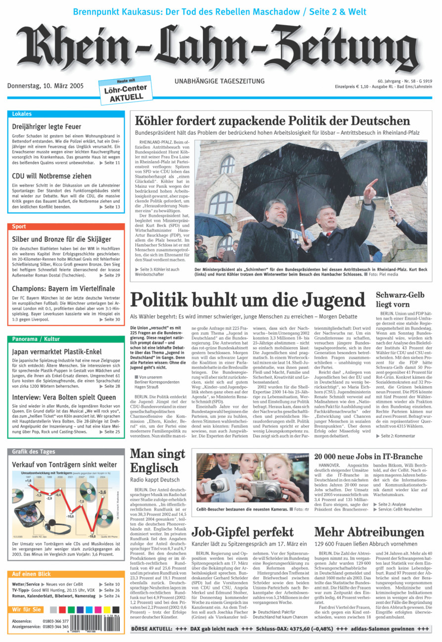 Rhein-Lahn-Zeitung vom Donnerstag, 10.03.2005