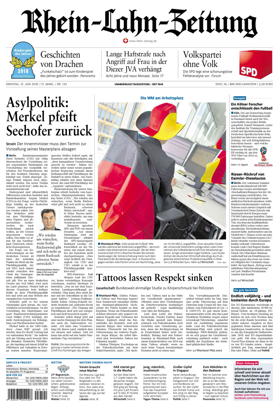 Rhein-Lahn-Zeitung vom Dienstag, 12.06.2018