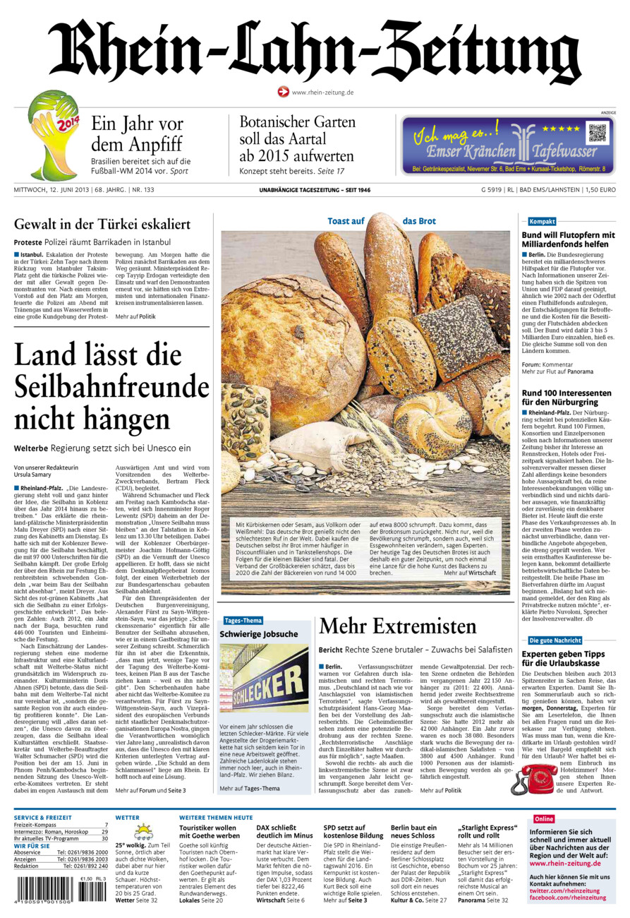 Rhein-Lahn-Zeitung vom Mittwoch, 12.06.2013