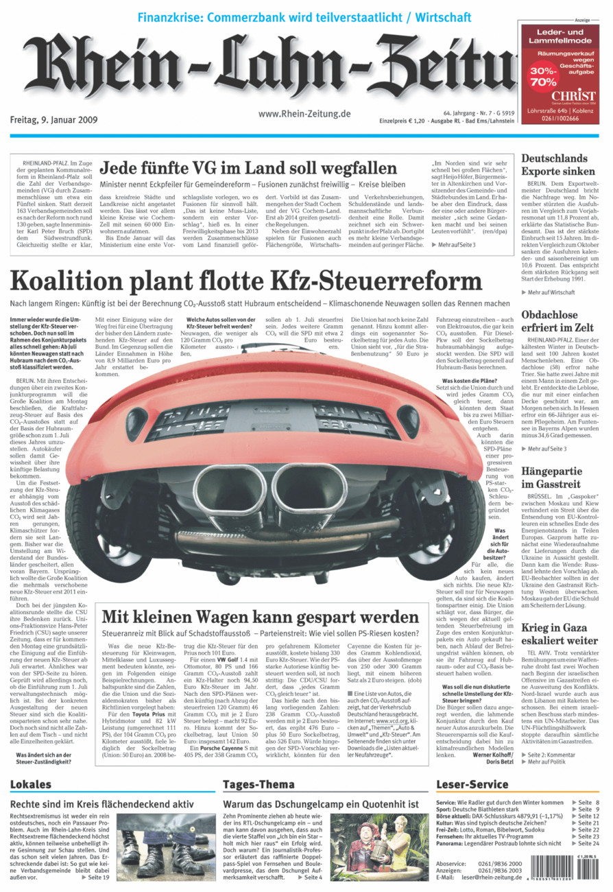 Rhein-Lahn-Zeitung vom Freitag, 09.01.2009