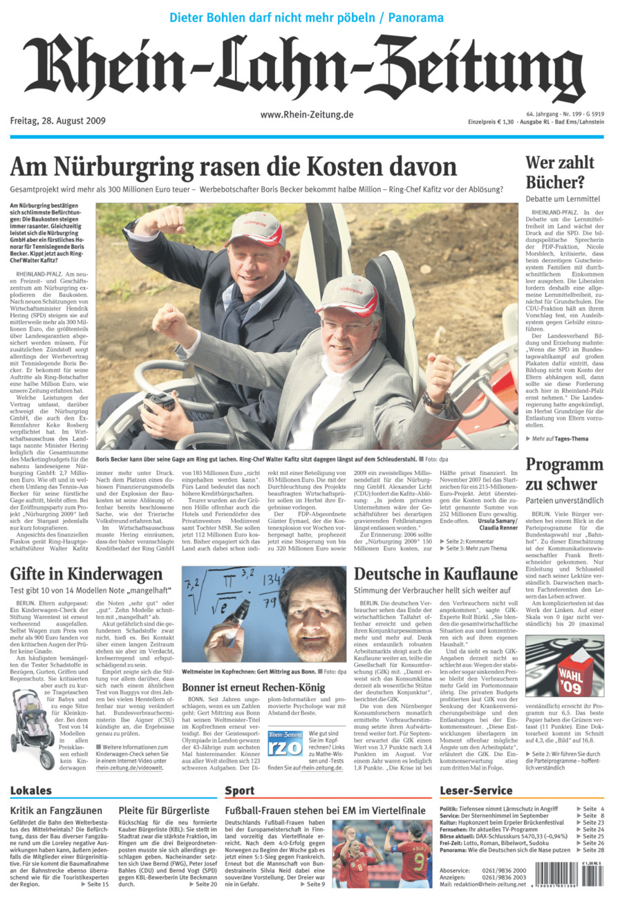 Rhein-Lahn-Zeitung vom Freitag, 28.08.2009