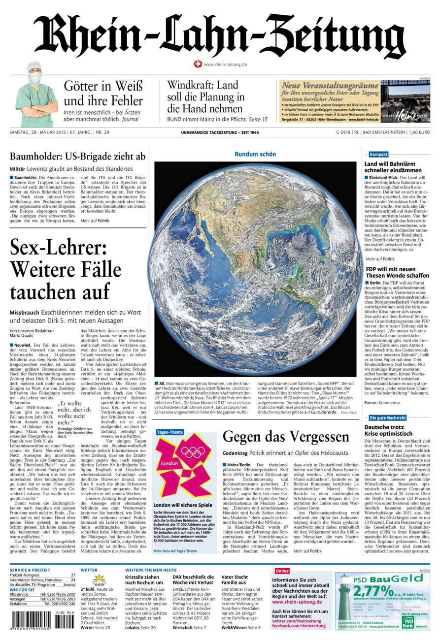 Rhein-Lahn-Zeitung vom Samstag, 28.01.2012