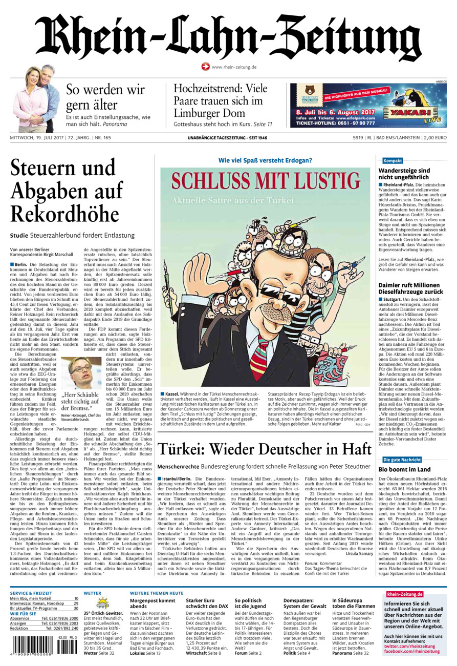 Rhein-Lahn-Zeitung vom Mittwoch, 19.07.2017
