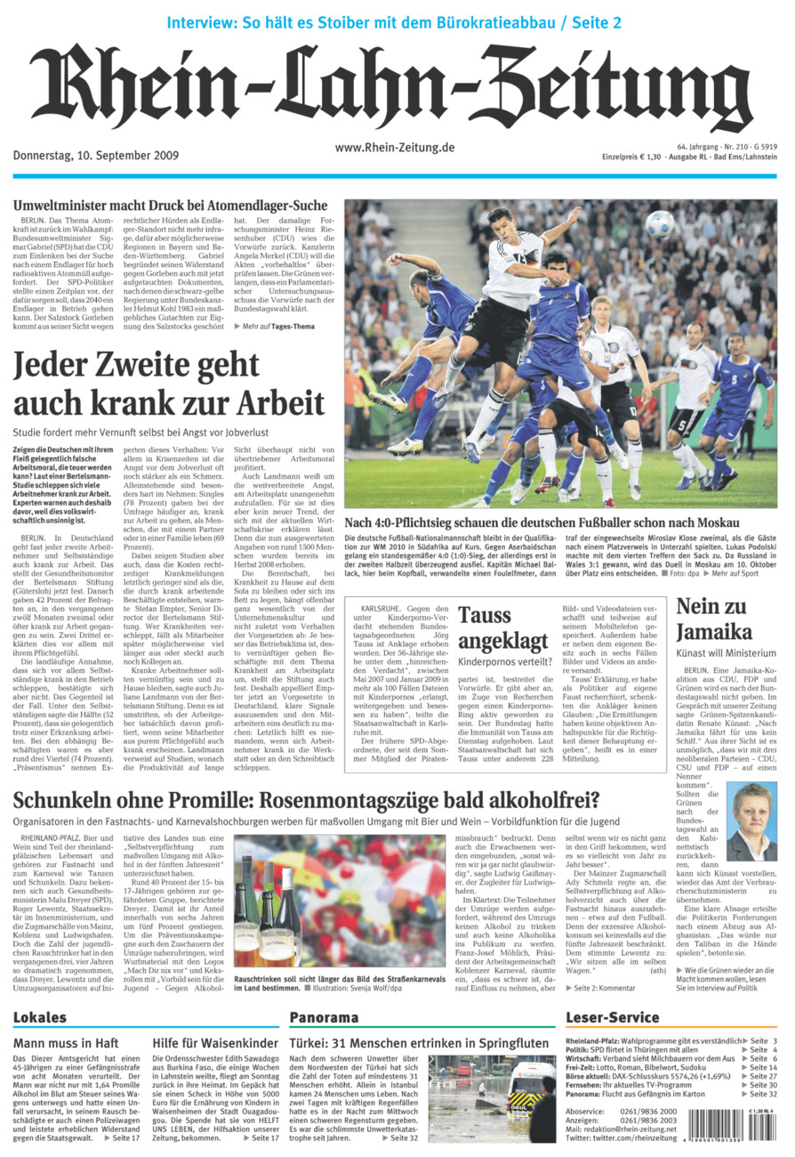 Rhein-Lahn-Zeitung vom Donnerstag, 10.09.2009