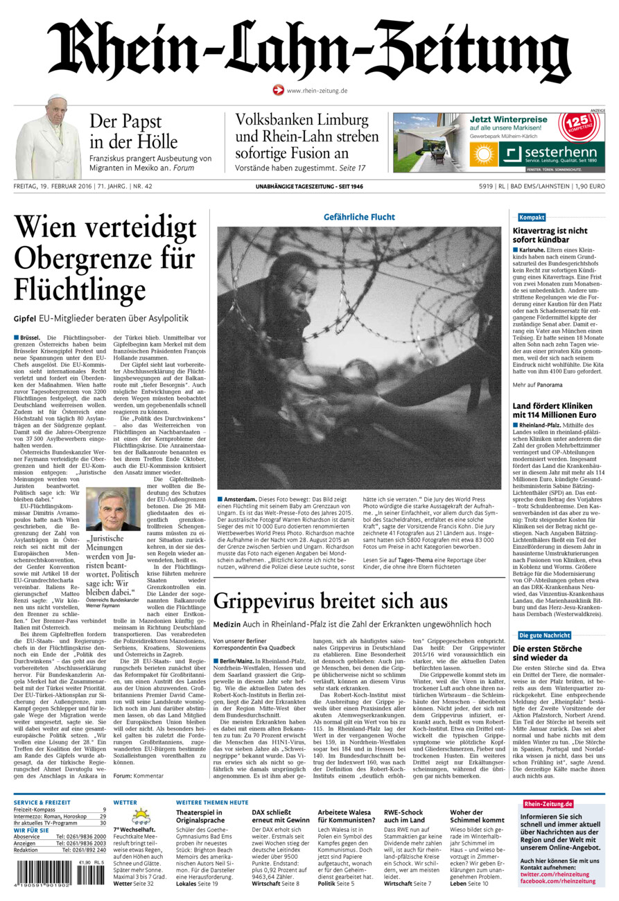 Rhein-Lahn-Zeitung vom Freitag, 19.02.2016