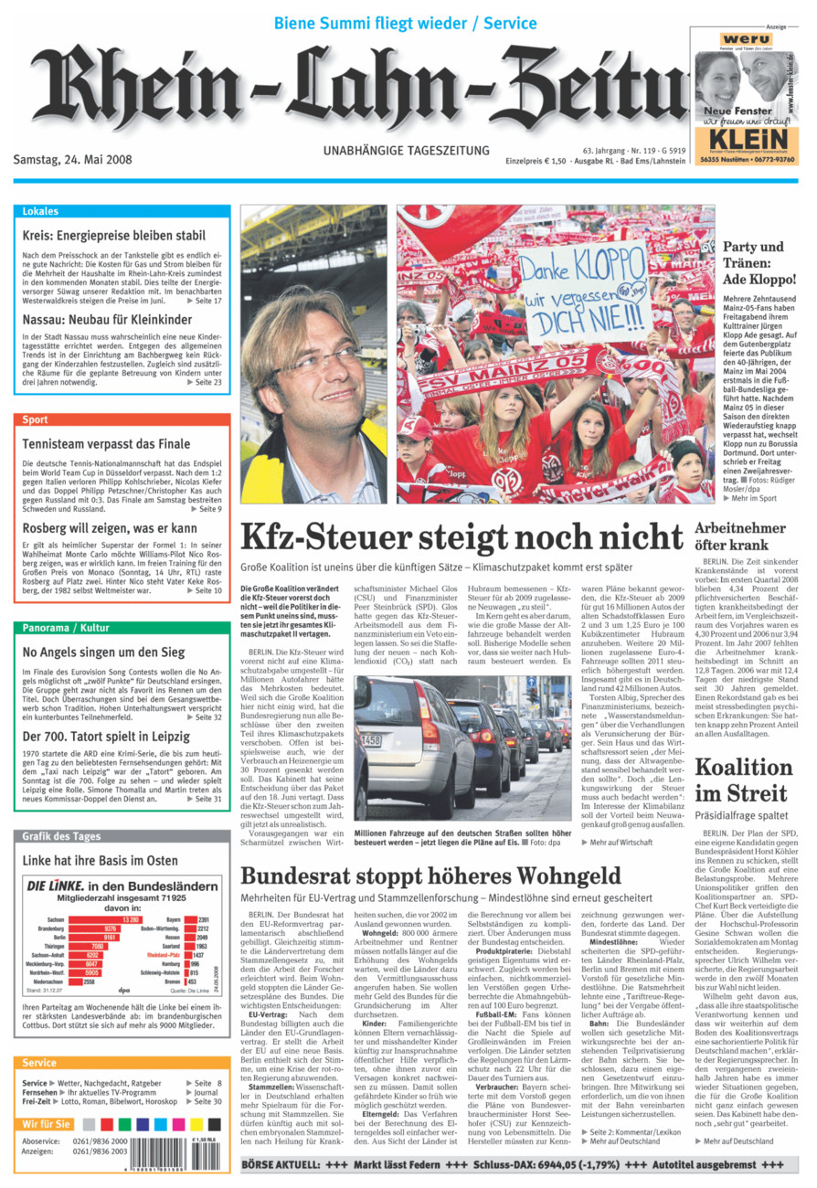 Rhein-Lahn-Zeitung vom Samstag, 24.05.2008