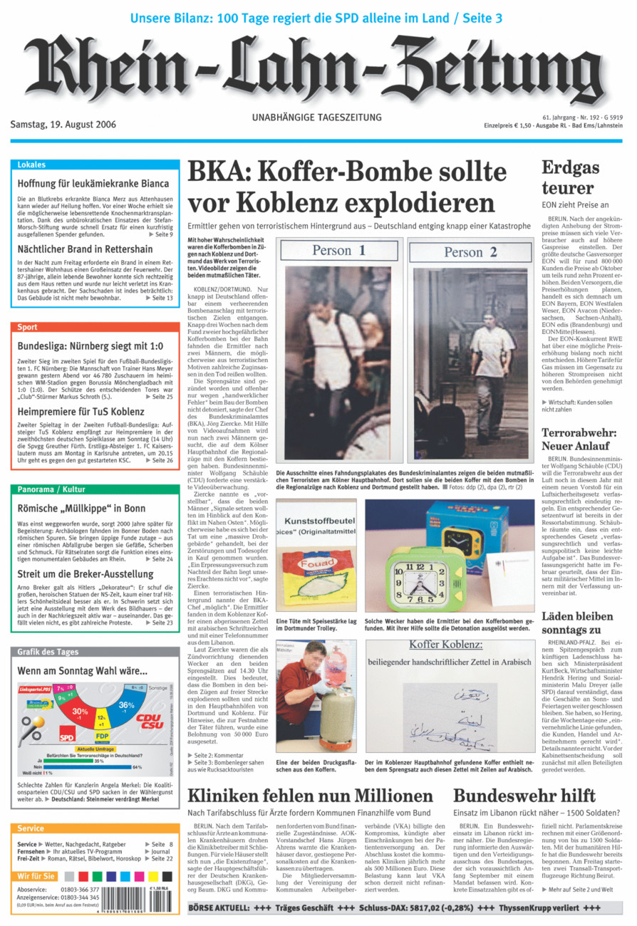 Rhein-Lahn-Zeitung vom Samstag, 19.08.2006