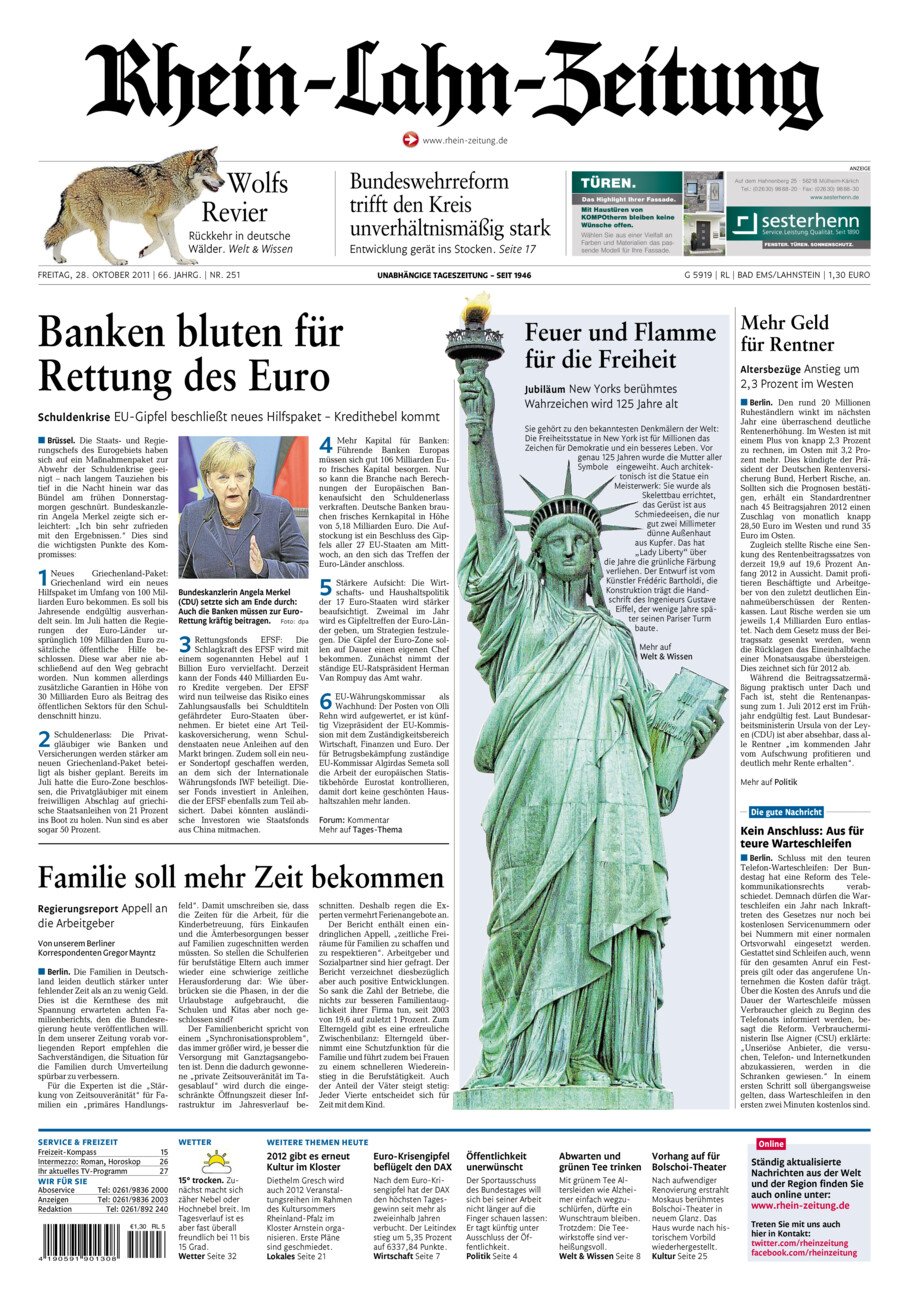 Rhein-Lahn-Zeitung vom Freitag, 28.10.2011