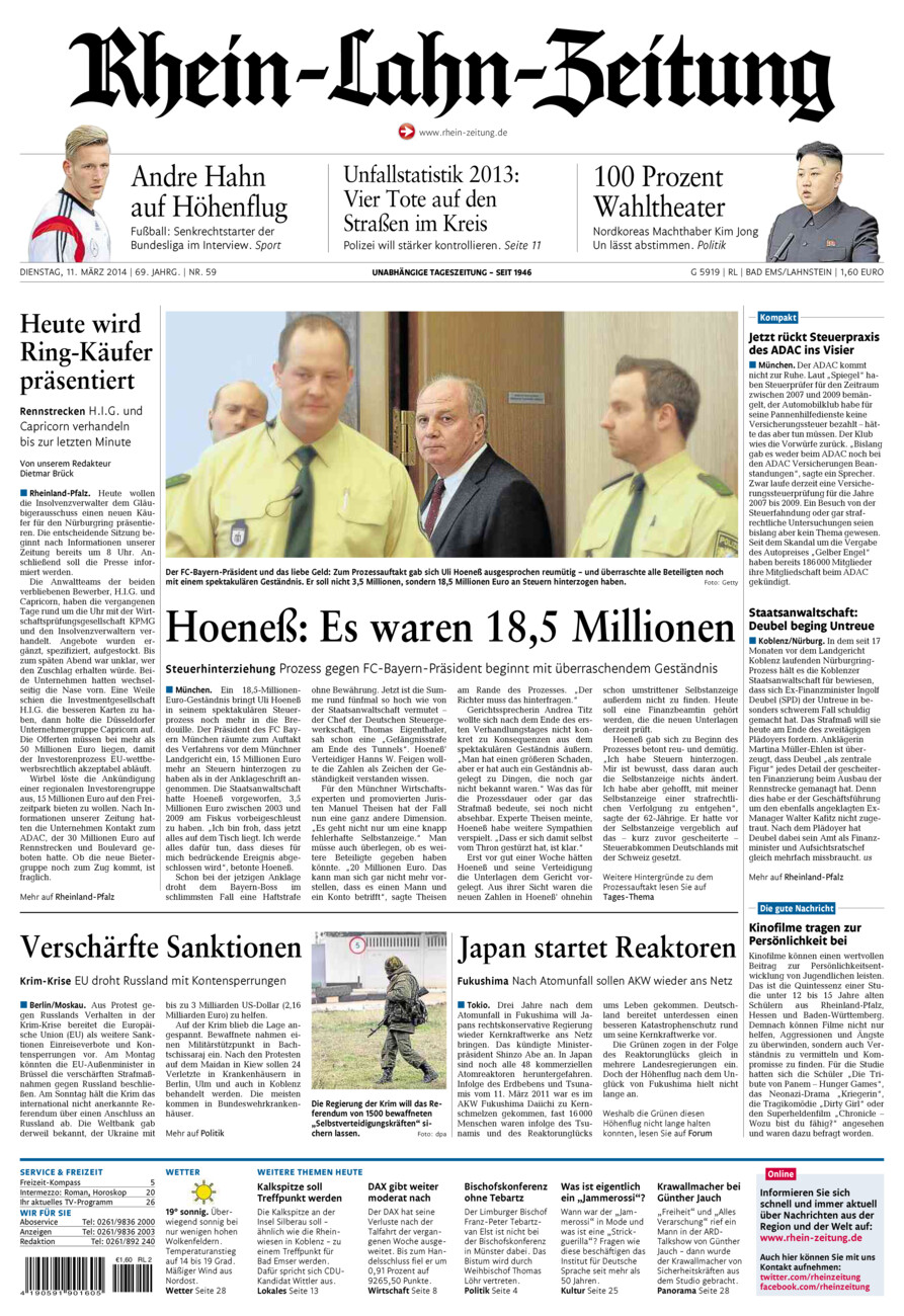Rhein-Lahn-Zeitung vom Dienstag, 11.03.2014
