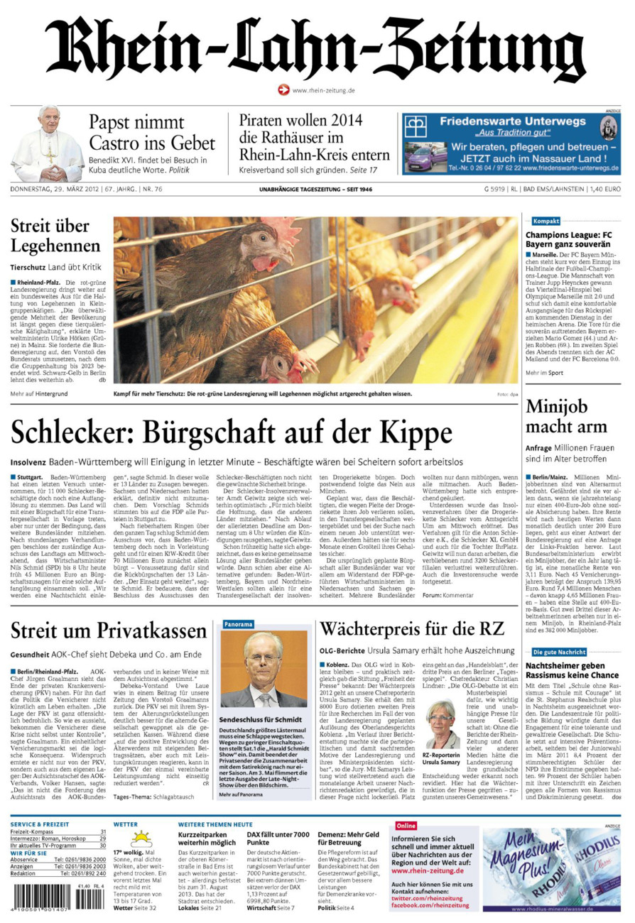 Rhein-Lahn-Zeitung vom Donnerstag, 29.03.2012